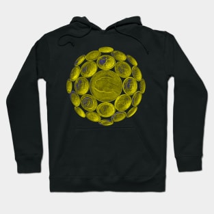 Yellow USA Twenty Dollars Coin - Surrounded by other Coins on a Ball Hoodie